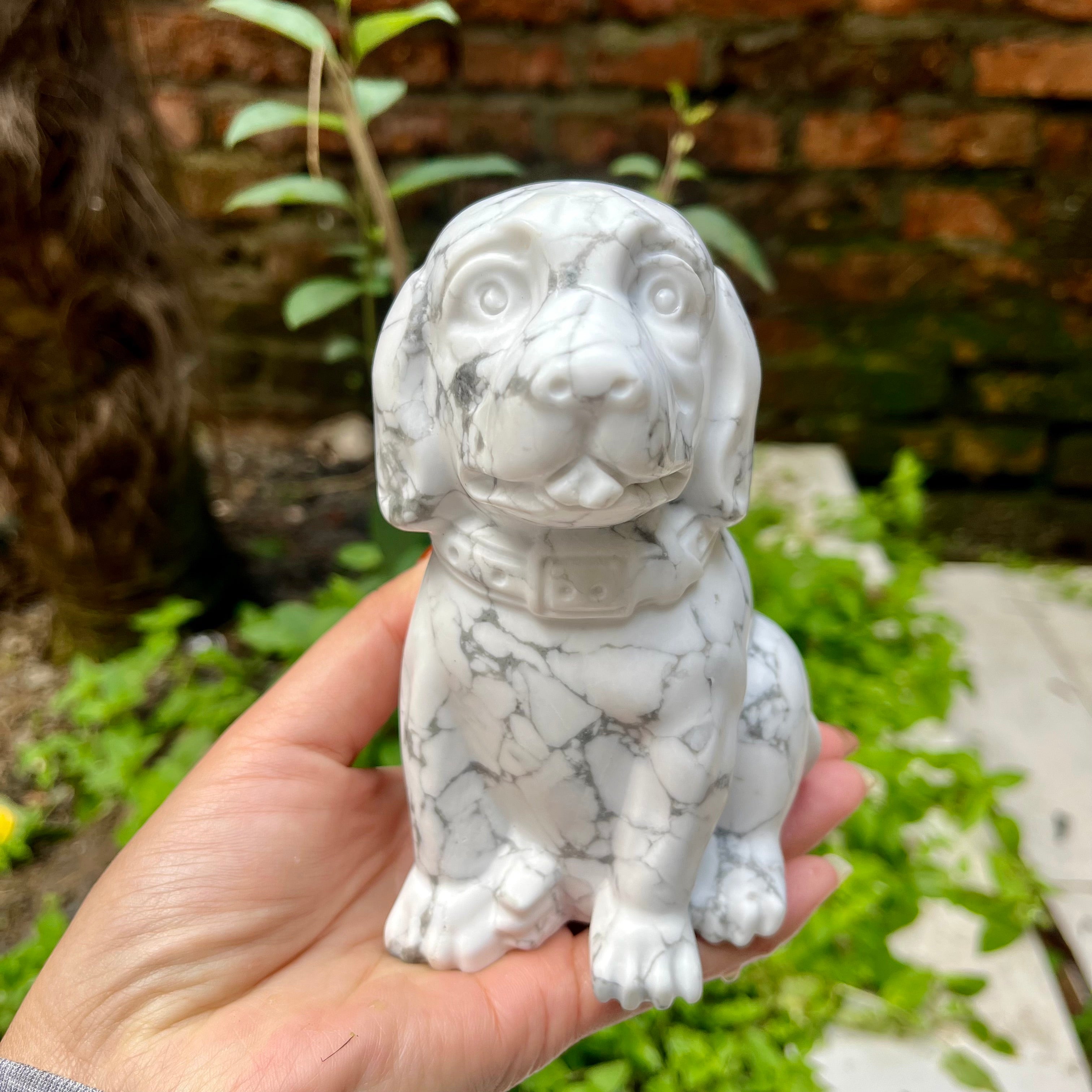13CM Natural Stone Big Dog Carving