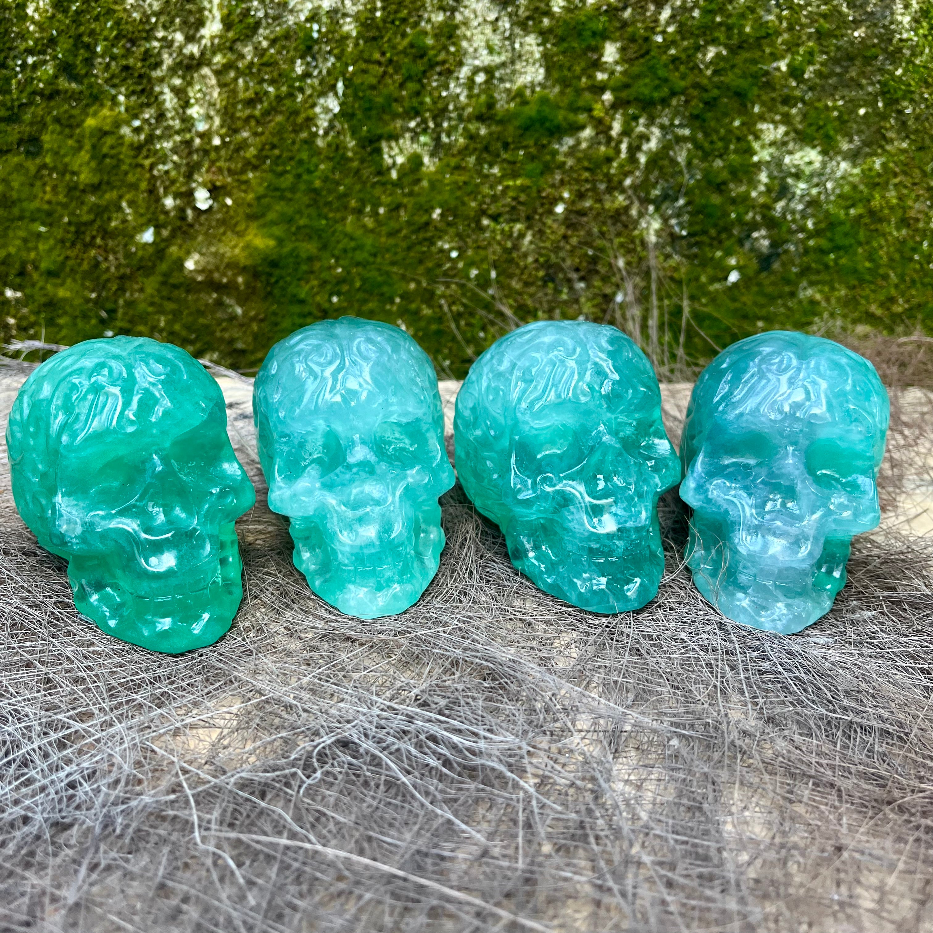 Green Fluorite Carved Skull
