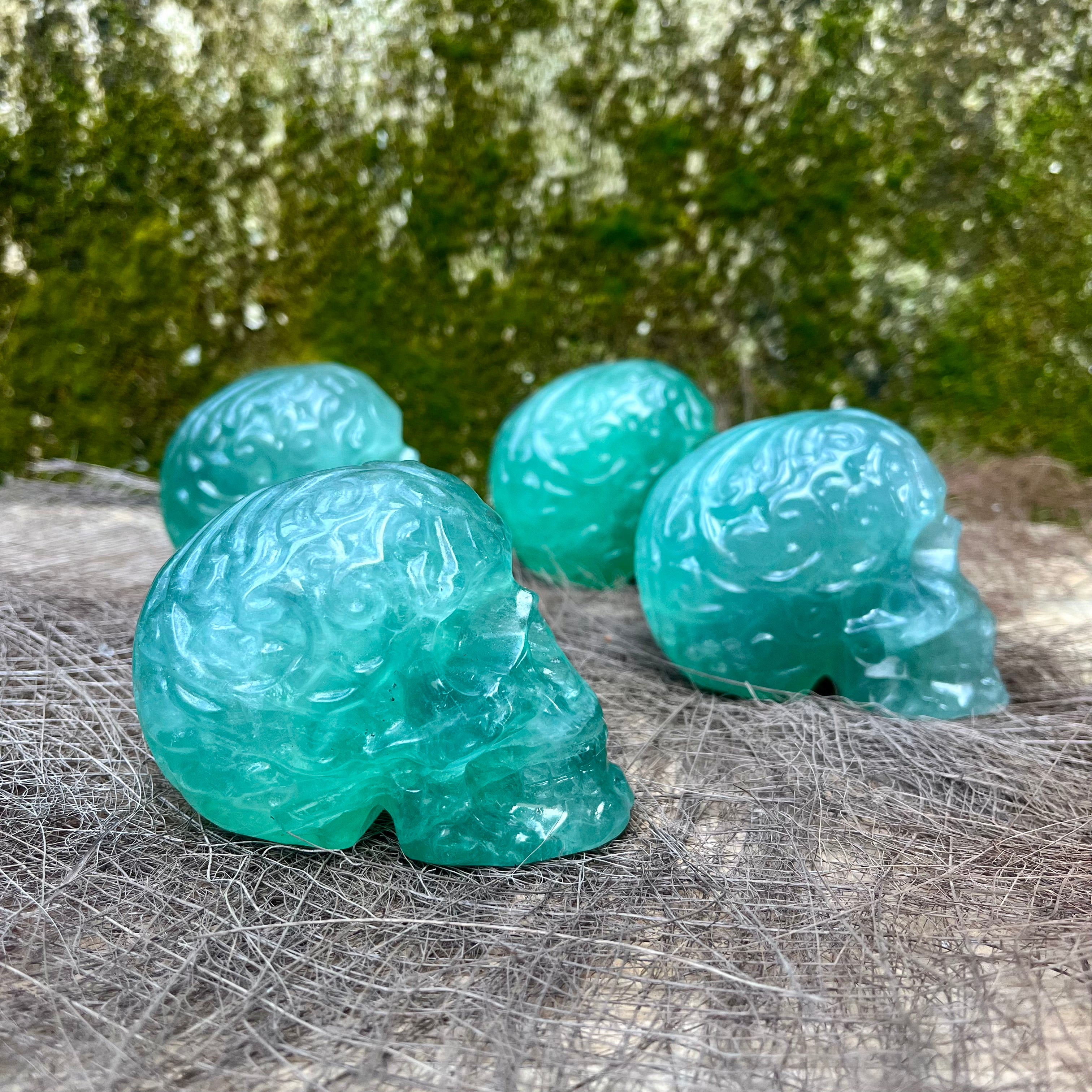 Green Fluorite Carved Skull