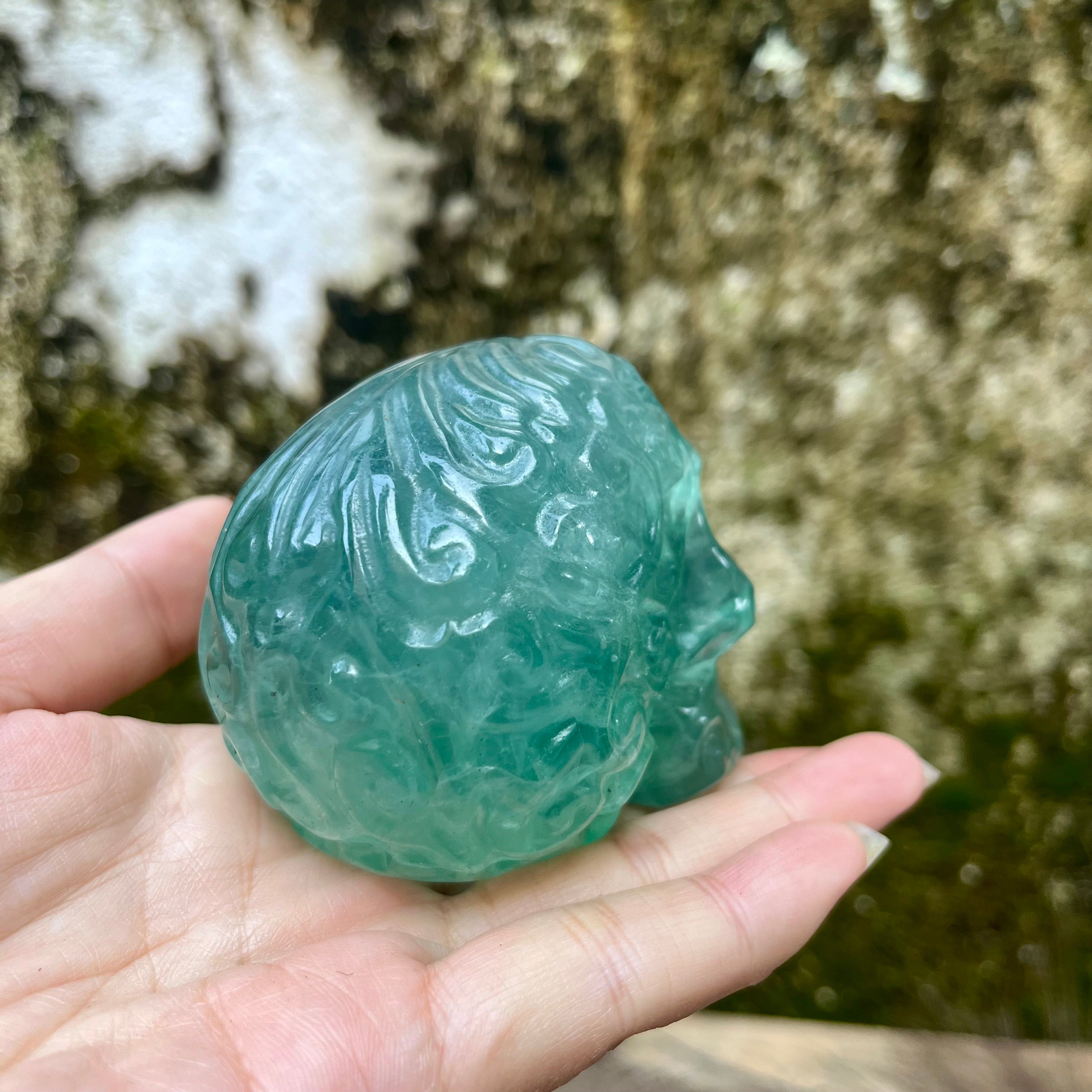Green Fluorite Carved Skull