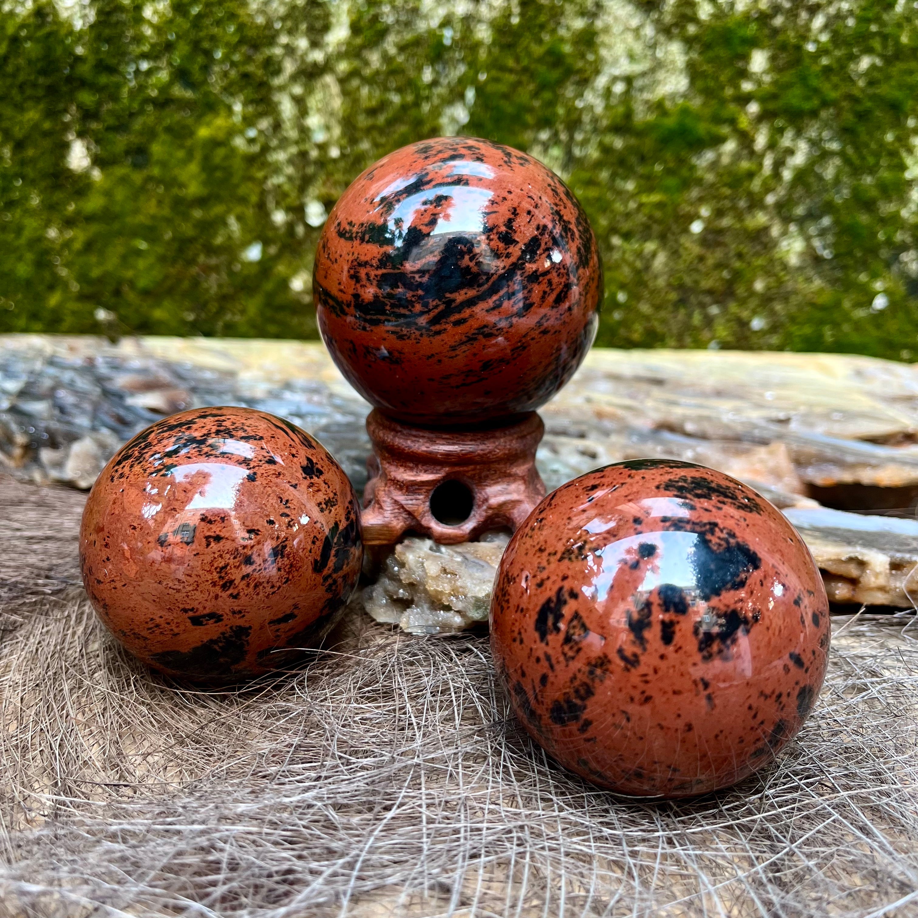 3PCS Mahogany Obsidian Spheres Group