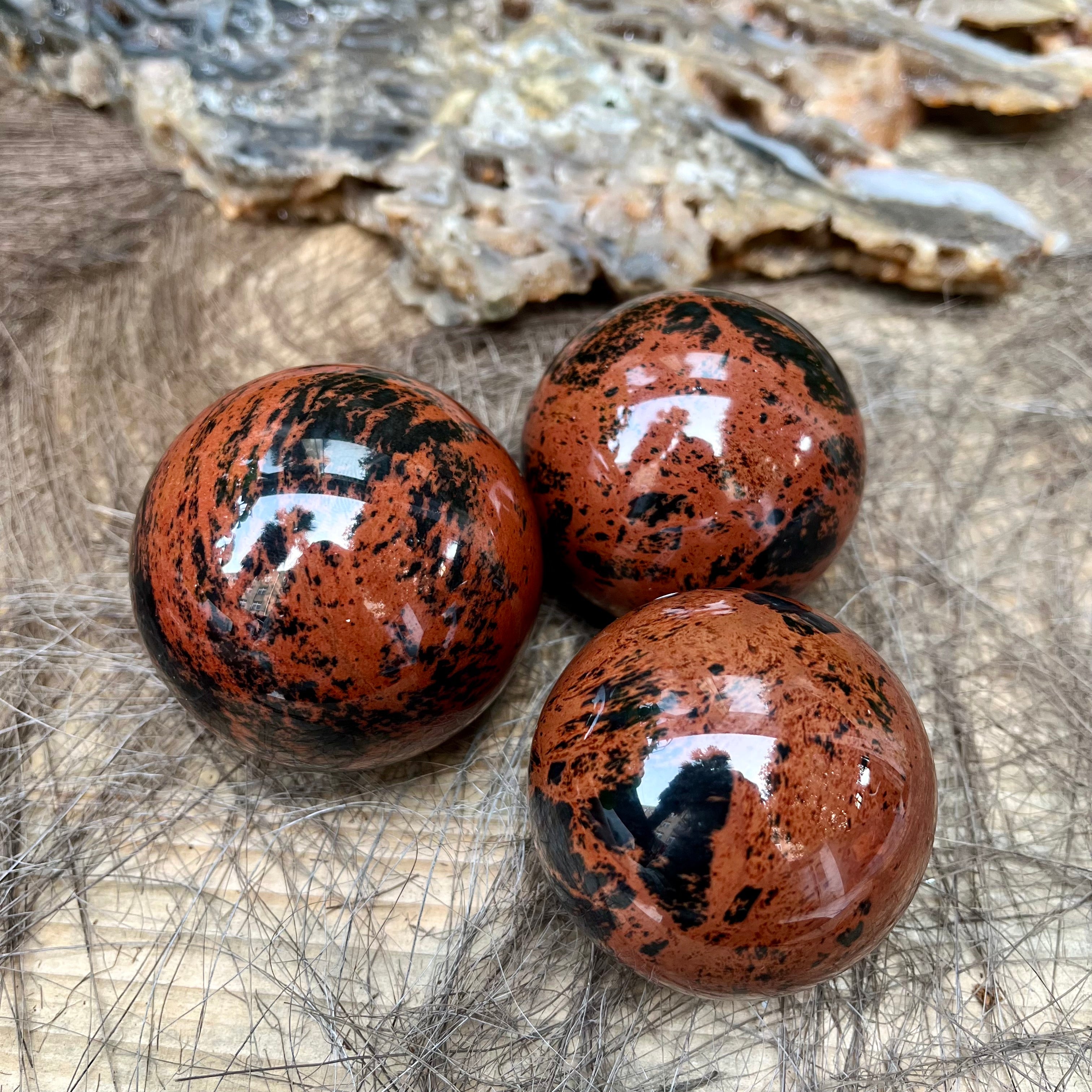 3PCS Mahogany Obsidian Spheres Group