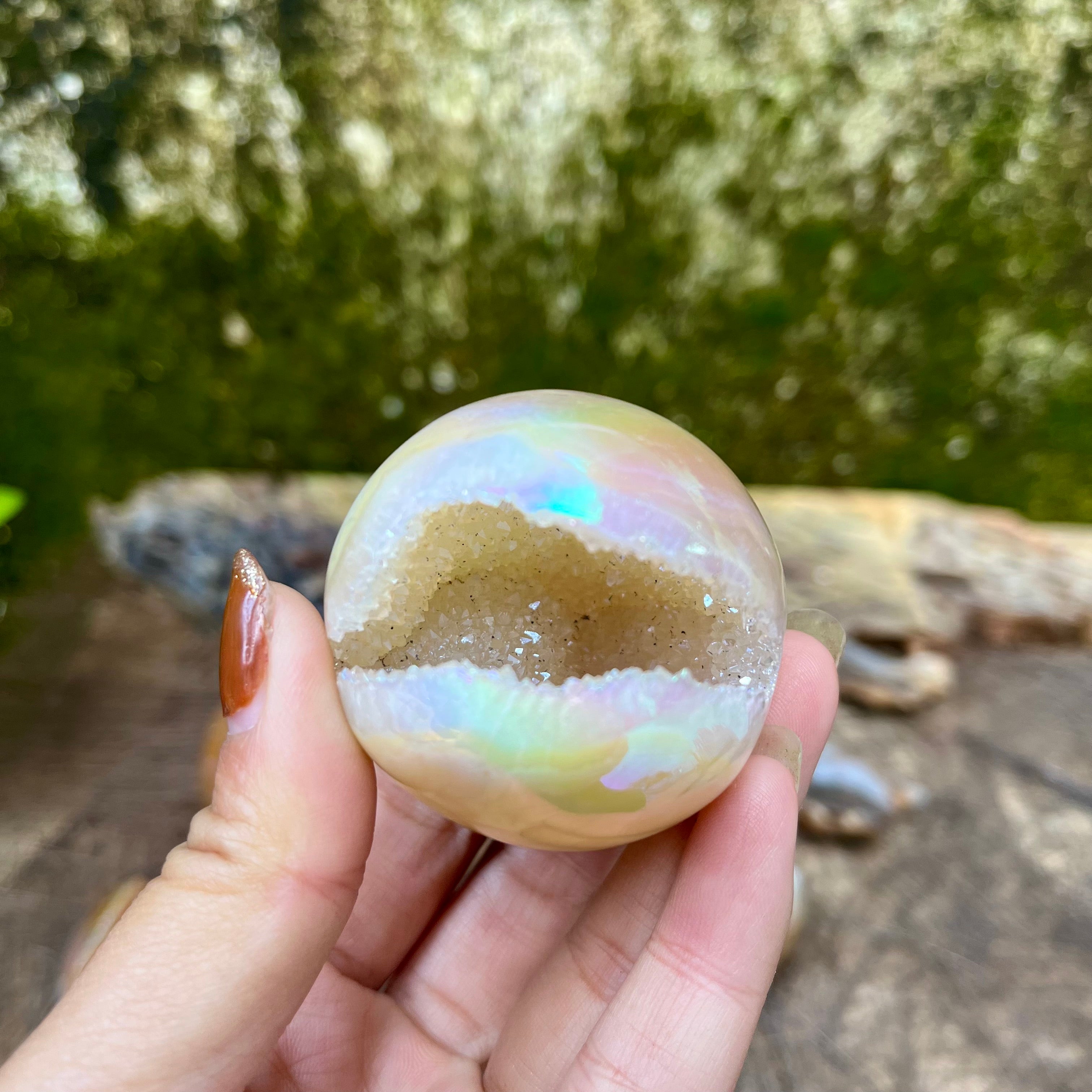 3PCS Druzy Aura Agate Geode Spheres Group