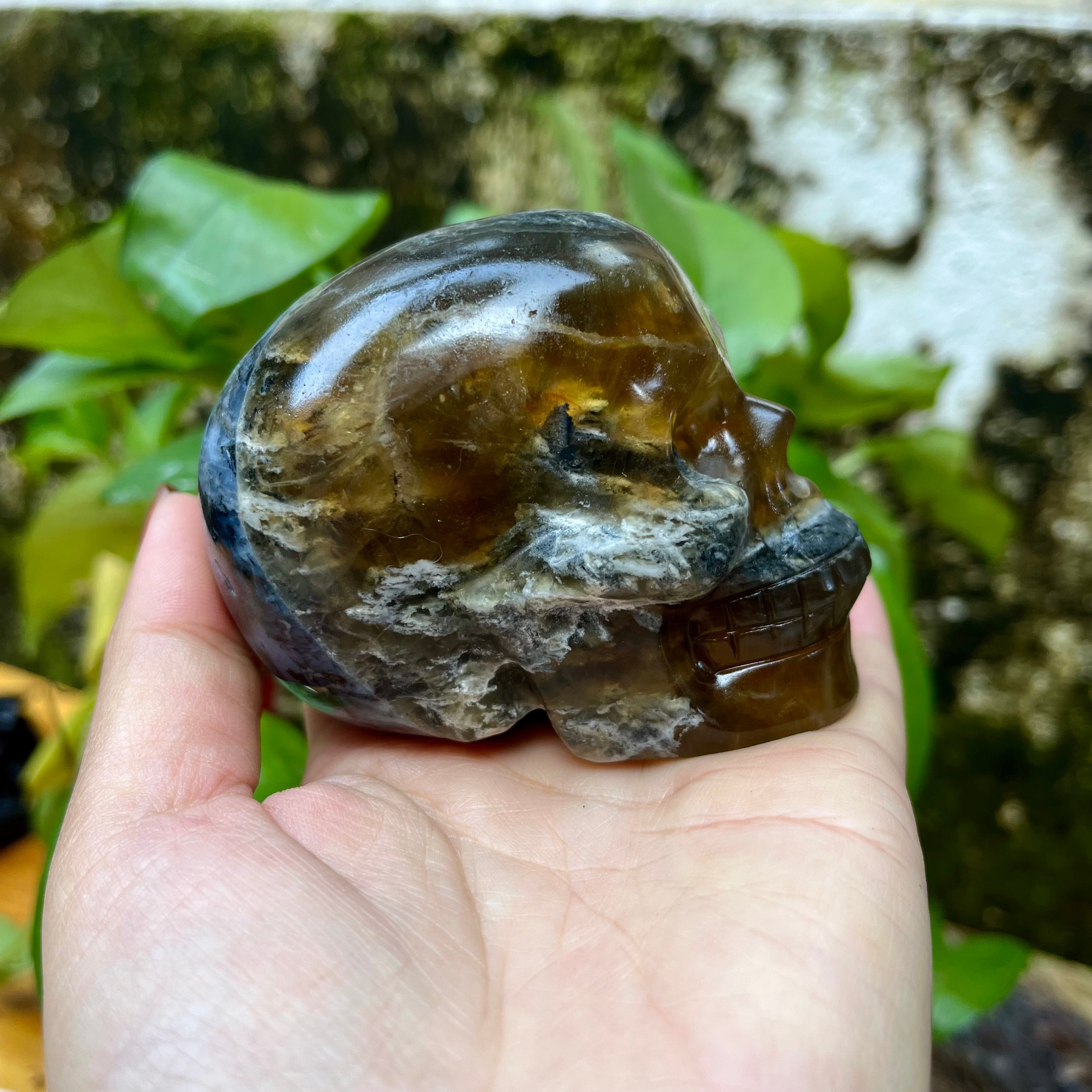 Yellow Fluorite Skull Carving