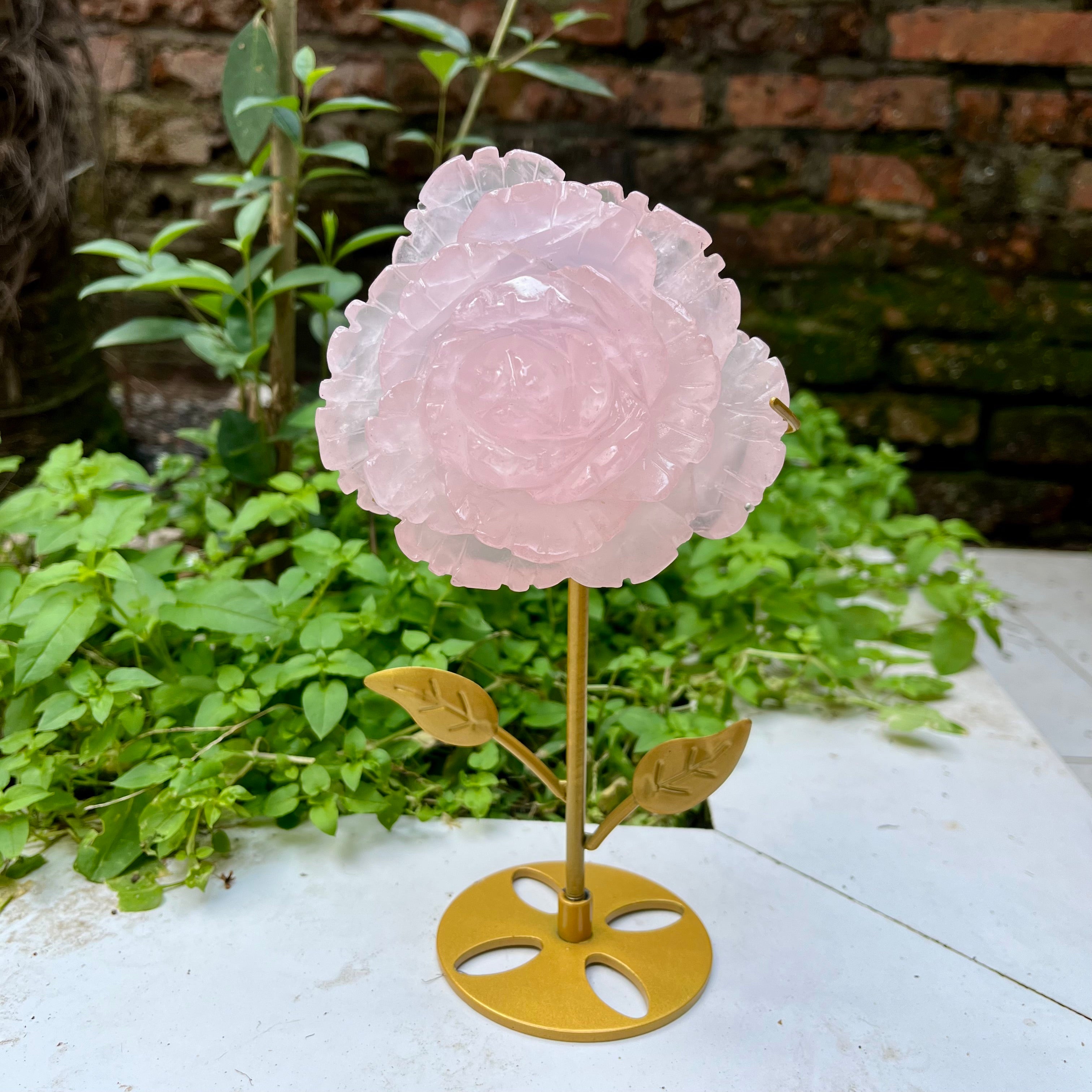 Rose Quartz Big Flower on Stand Decor (stand included)