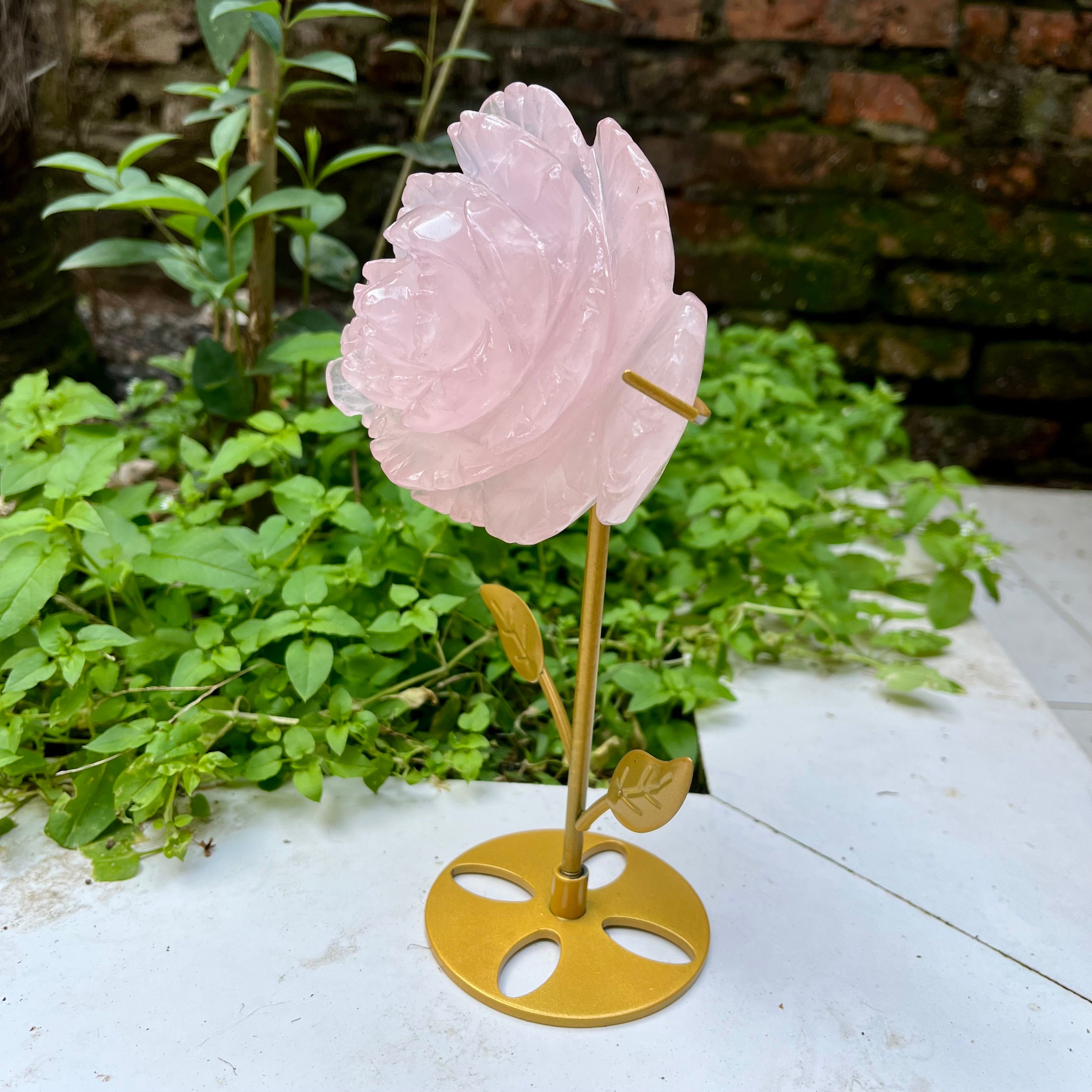 Rose Quartz Big Flower on Stand Decor (stand included)