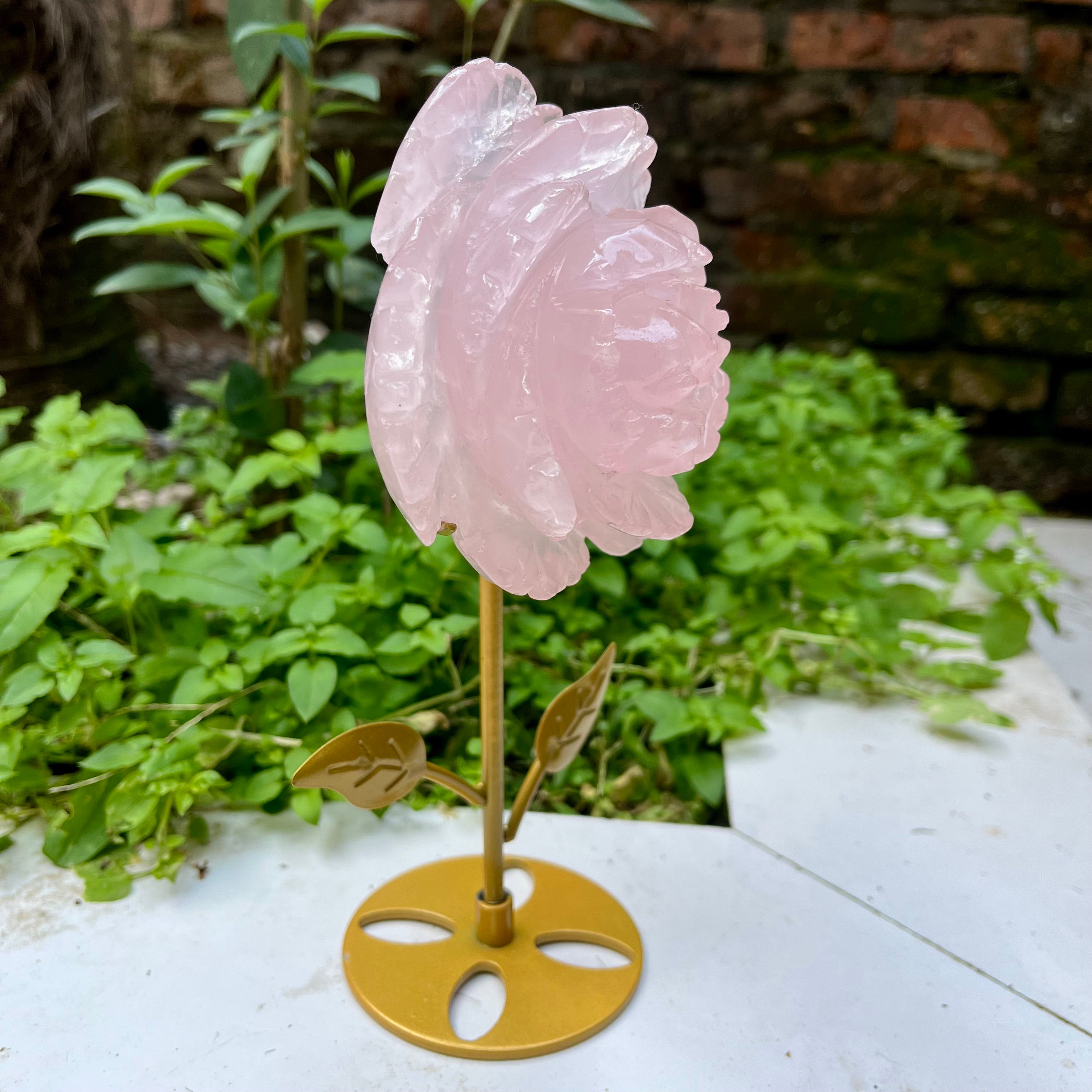Rose Quartz Big Flower on Stand Decor (stand included)