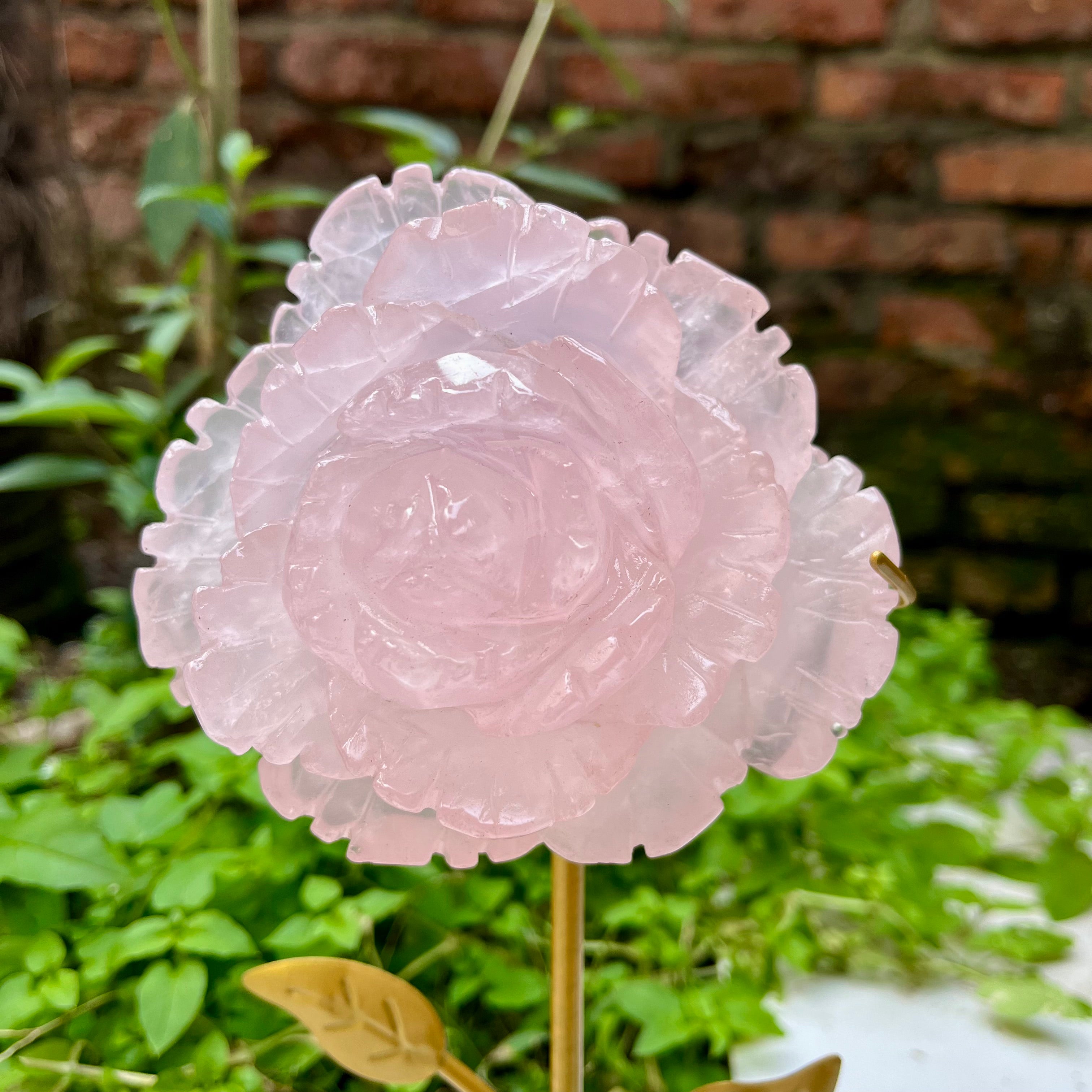 Rose Quartz Big Flower on Stand Decor (stand included)