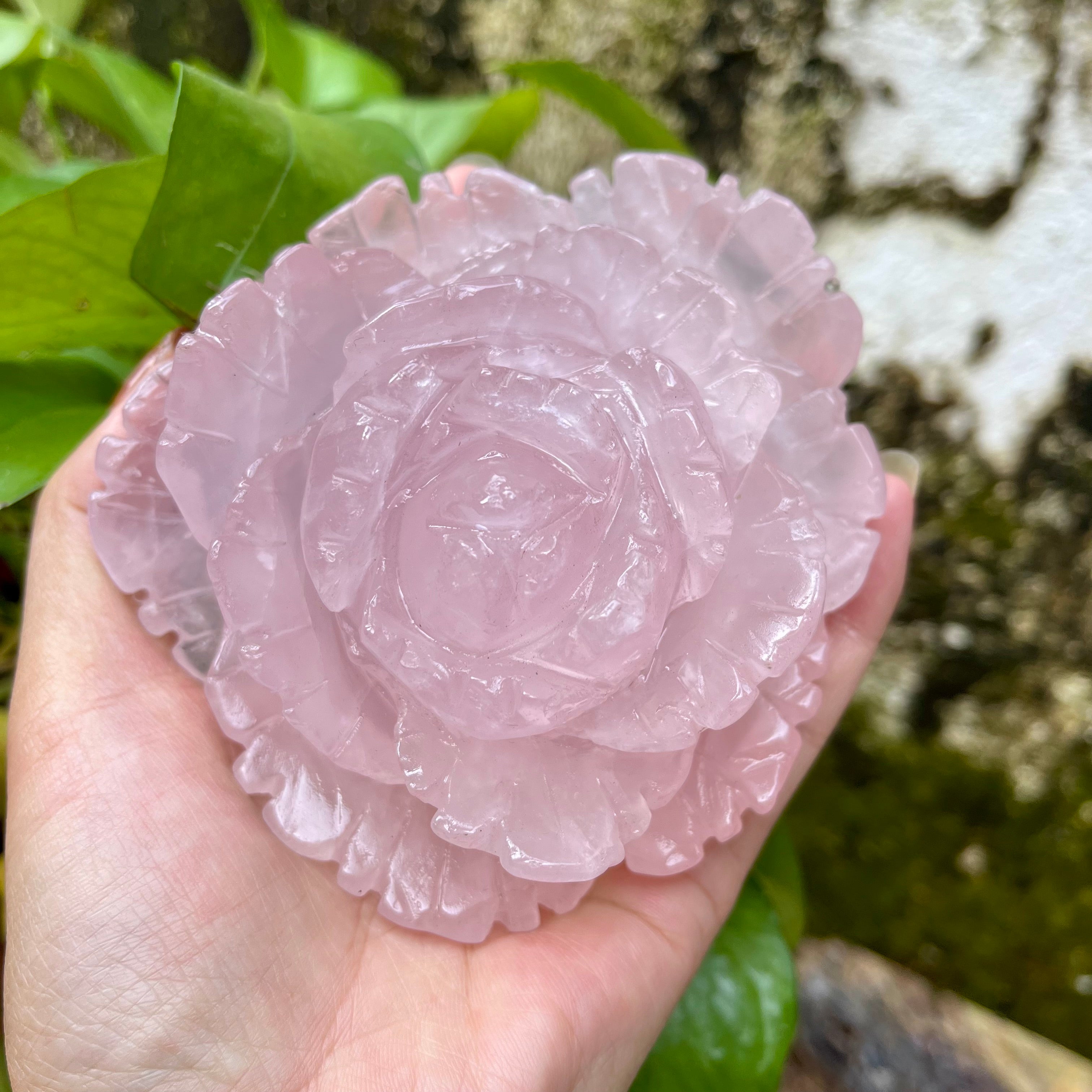 Rose Quartz Big Flower on Stand Decor (stand included)
