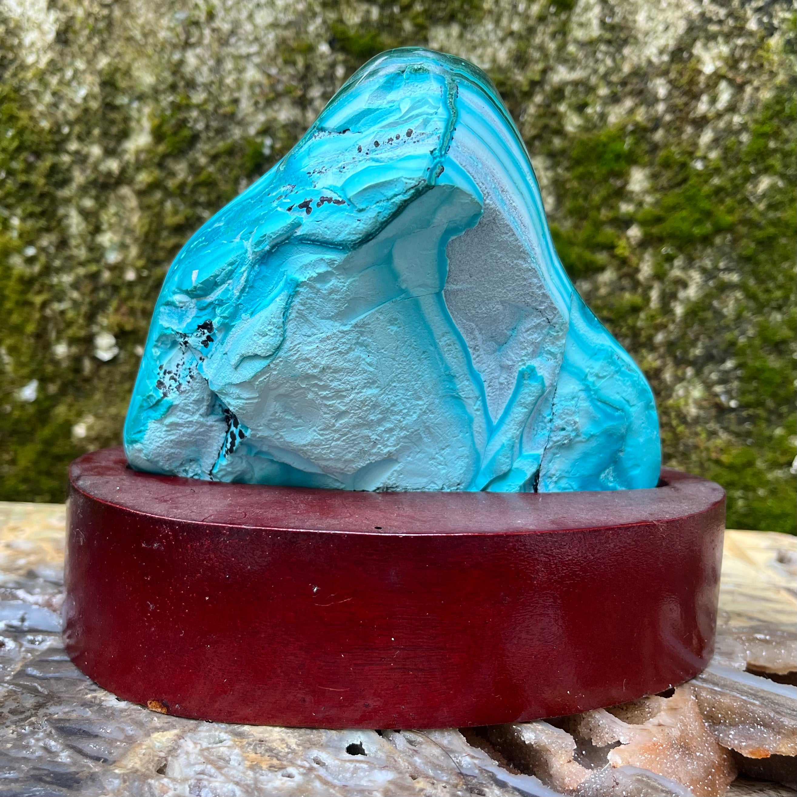 Chryscolla with Malchite Specimen on Stand Decor (stand included)