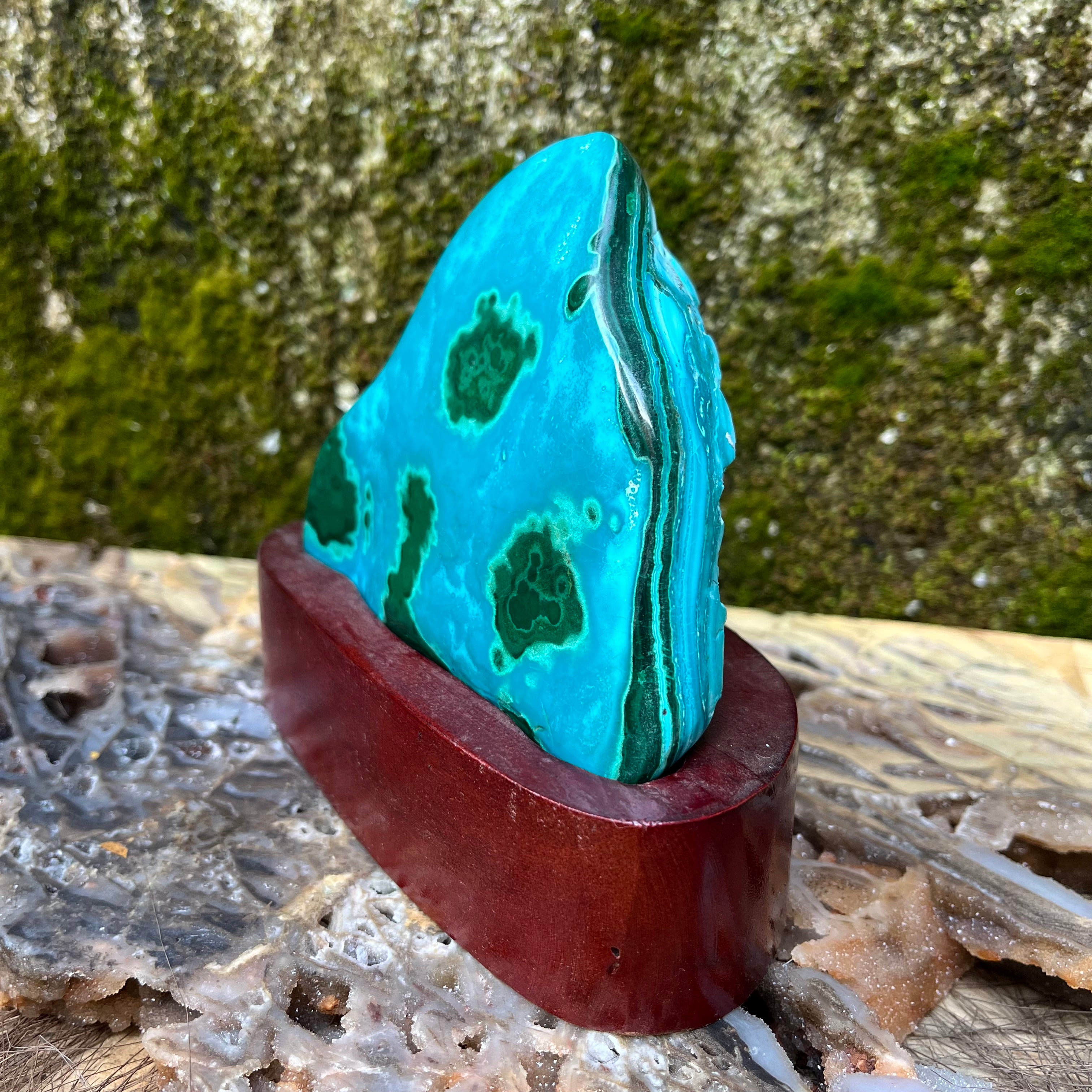 Chryscolla with Malchite Specimen on Stand Decor (stand included)