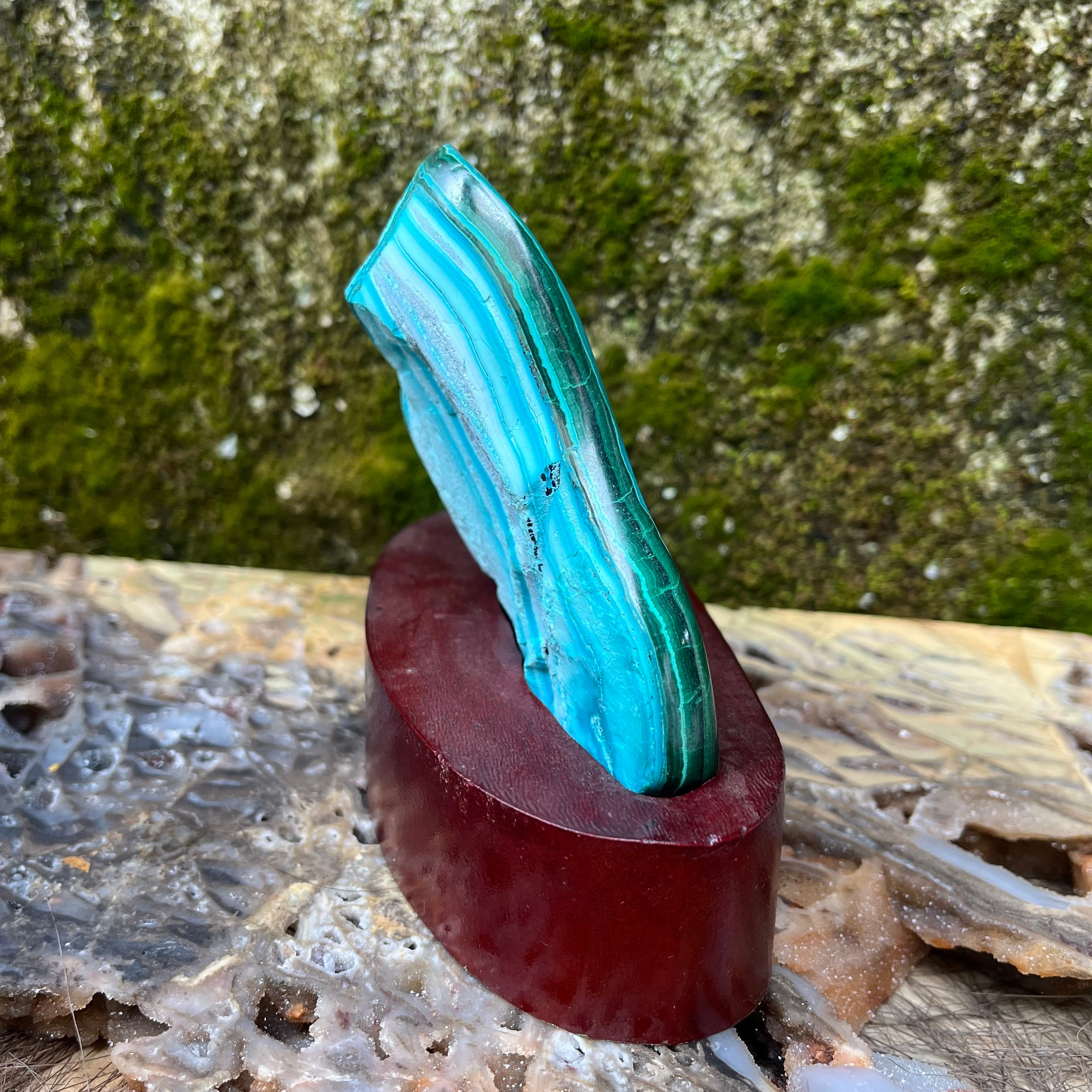 Chryscolla with Malchite Specimen on Stand Decor (stand included)