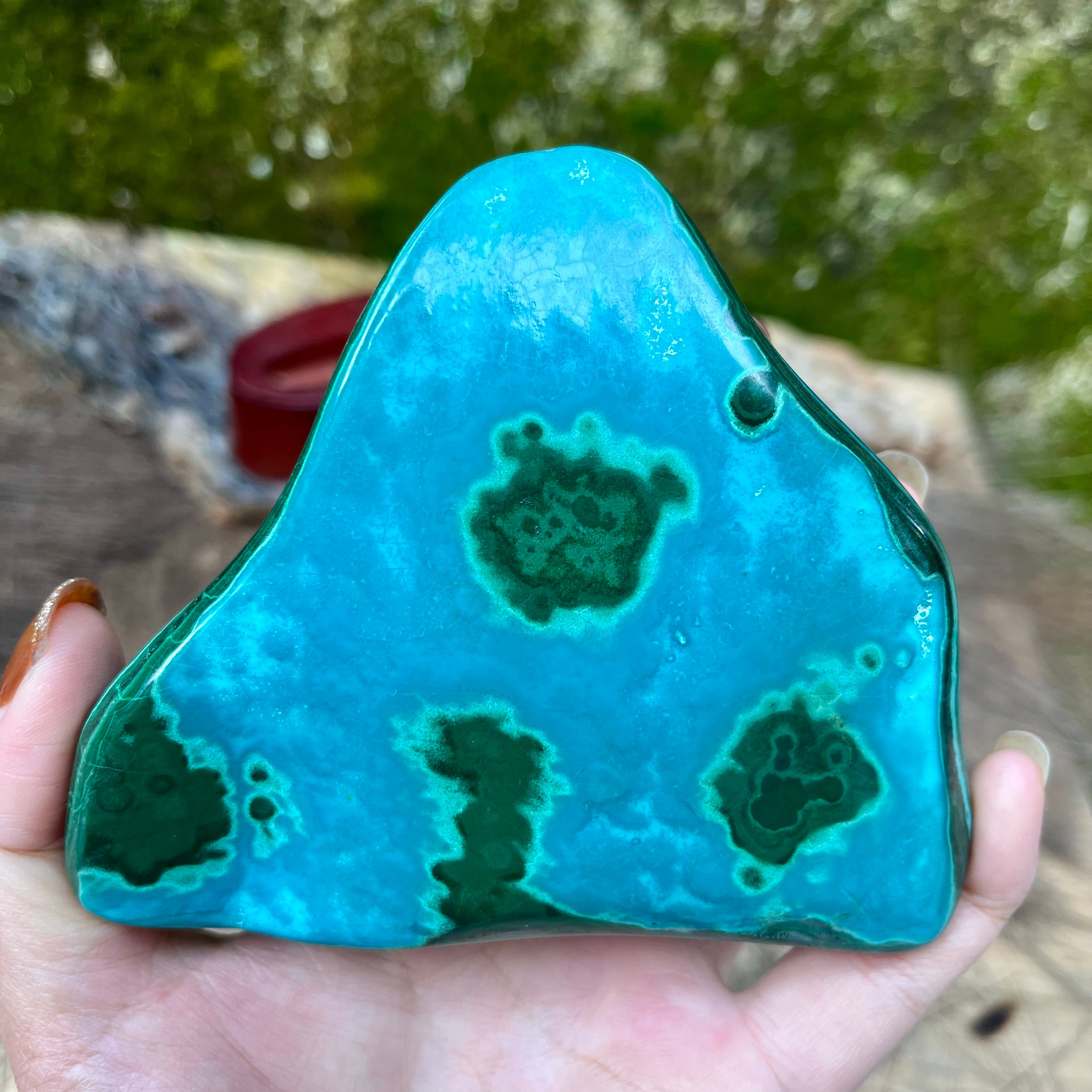 Chryscolla with Malchite Specimen on Stand Decor (stand included)