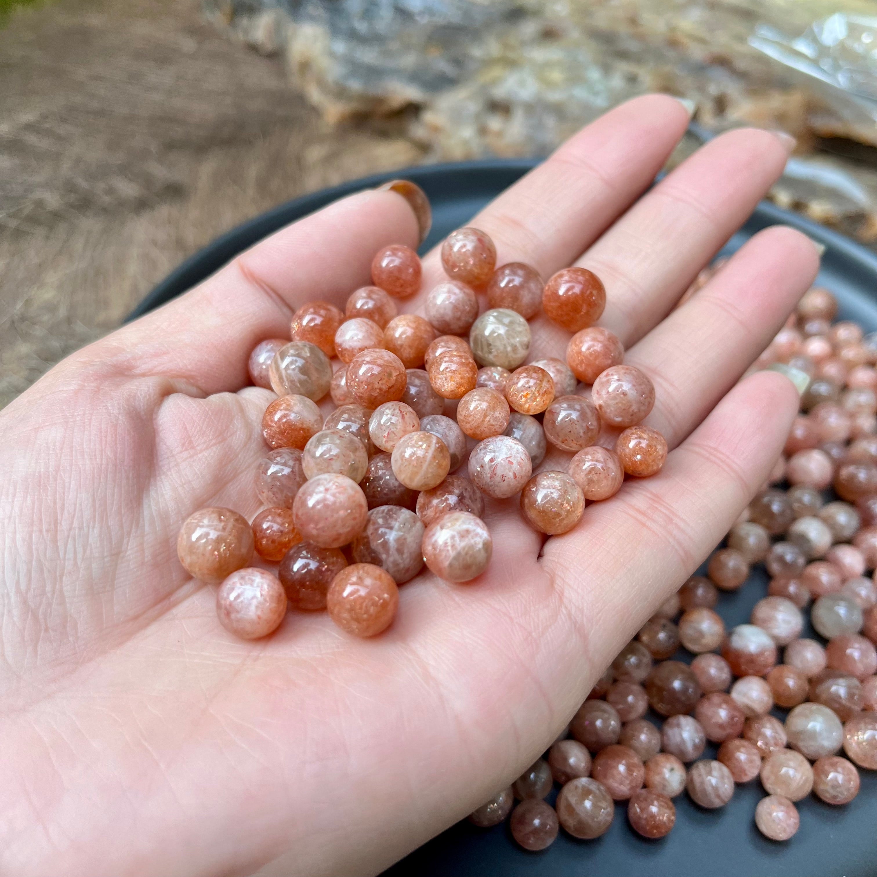 Tiny Gem Golden Sunstone Spheres