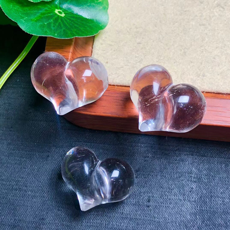 Clear Quartz Puffy Heart Jewelry Charms Mini Carvings Confetti