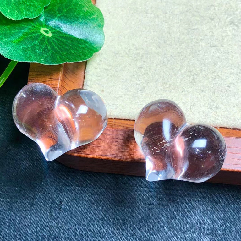 Clear Quartz Puffy Heart Jewelry Charms Mini Carvings Confetti