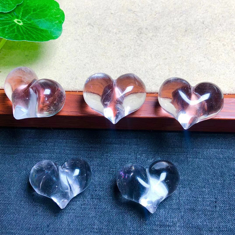 Clear Quartz Puffy Heart Jewelry Charms Mini Carvings Confetti