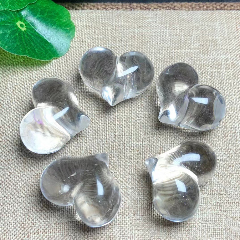 Clear Quartz Puffy Heart Jewelry Charms Mini Carvings Confetti