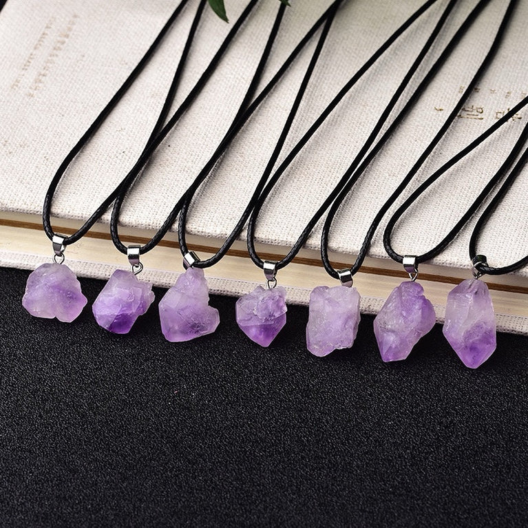 Natural Raw Amethyst Shoots Pendant Necklace Fashion Jewelry