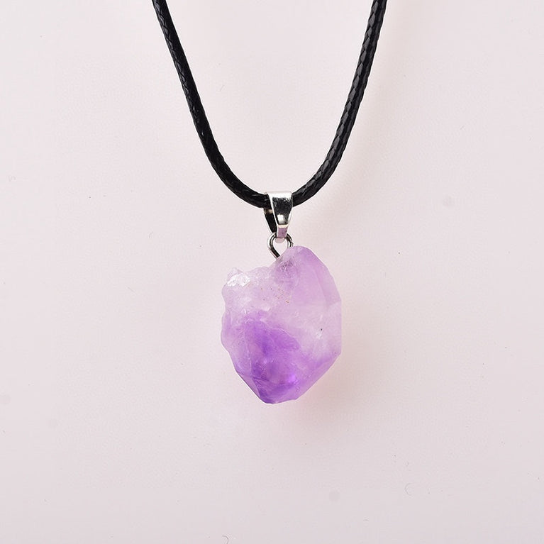 Natural Raw Amethyst Shoots Pendant Necklace Fashion Jewelry