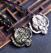 Natural Sheen Obsidian Tiger Head Pendant Necklace Fashion Jewelry