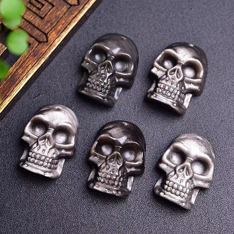 Natural Sheen Obsidian Skull Pendant Fashion Jewelry