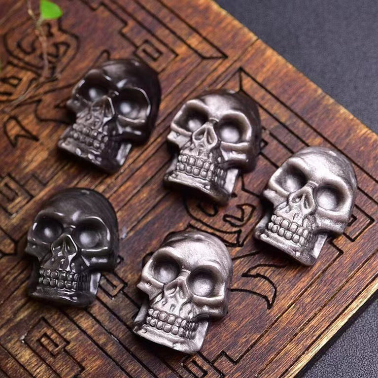 Natural Sheen Obsidian Skull Pendant Fashion Jewelry