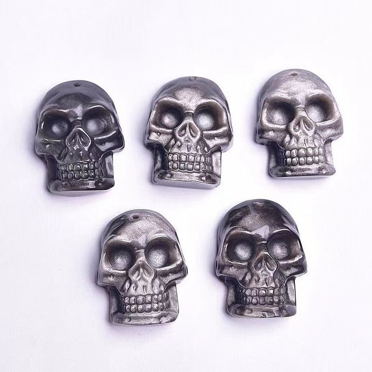 Natural Sheen Obsidian Skull Pendant Fashion Jewelry