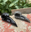 10CM Black Obsidian Yooperlite Raven Skull Crow Carvings