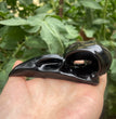 10CM Black Obsidian Yooperlite Raven Skull Crow Carvings