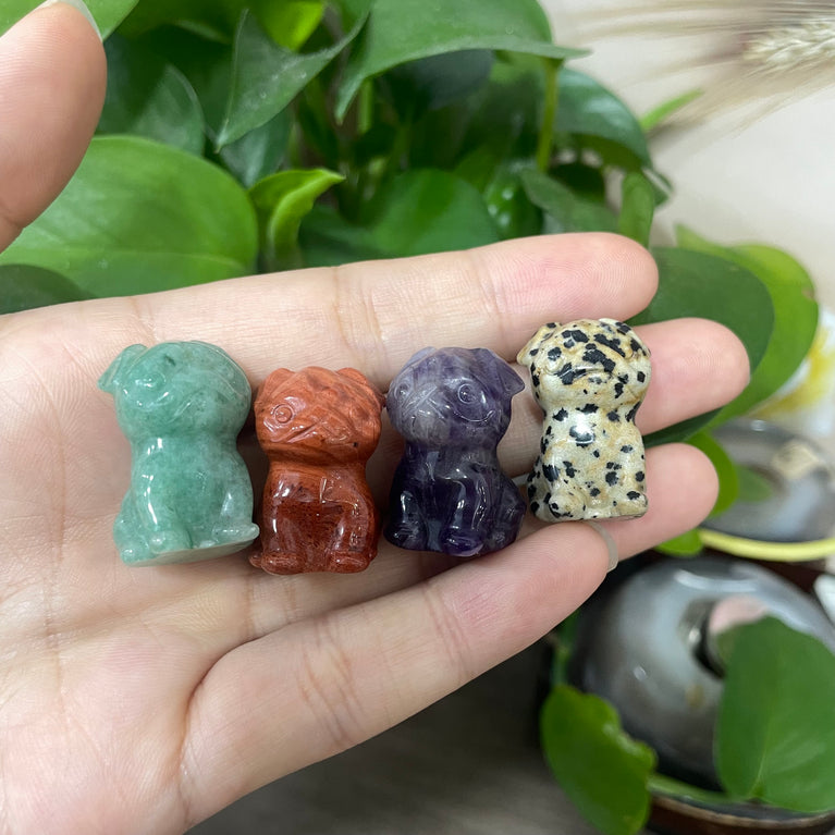 Mini Pug Dog Natural Stone Carvings Confetti Scoops