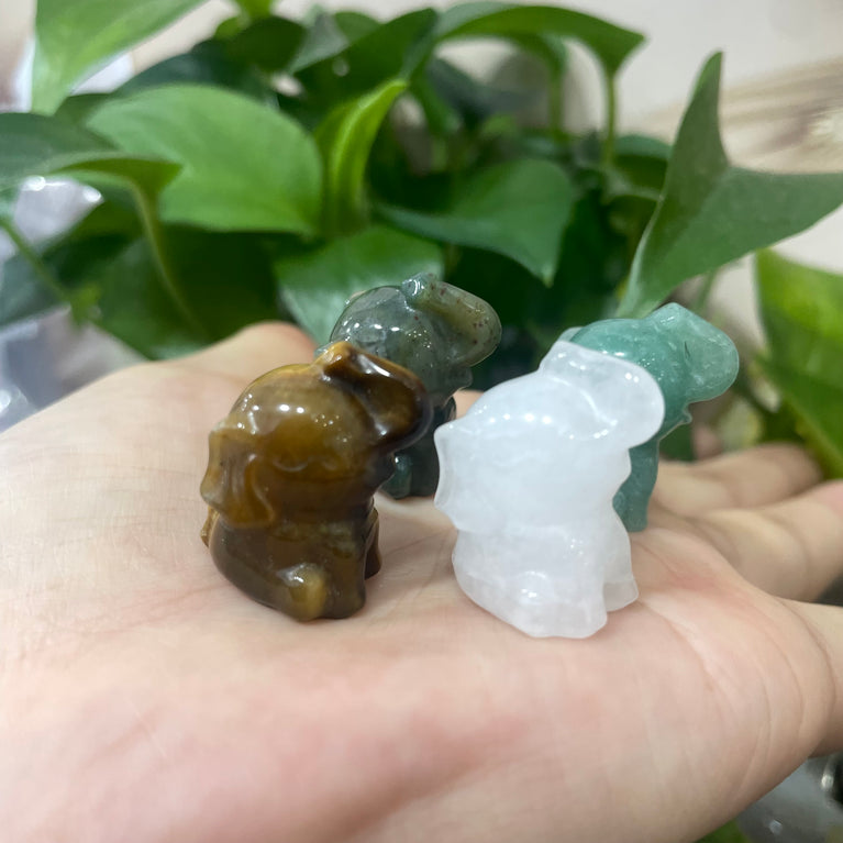 Mini Sitting Elephant Natural Stone Carvings Confetti Scoops