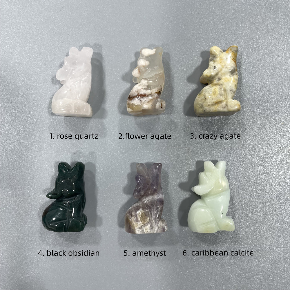 Mini Howling Wolf Natural Stone Carvings Confetti Scoops