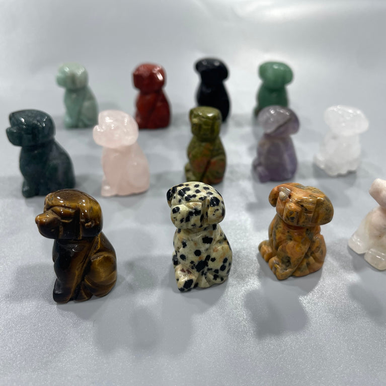 Mini Dog Natural Stone Carvings Confetti Scoops