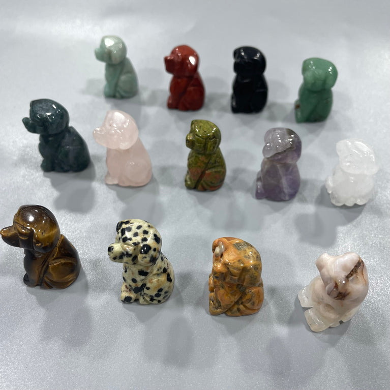 Mini Dog Natural Stone Carvings Confetti Scoops