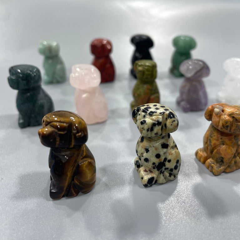 Mini Dog Natural Stone Carvings Confetti Scoops