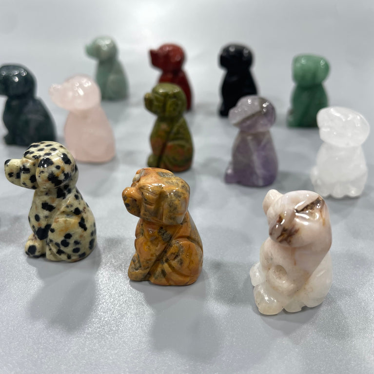 Mini Dog Natural Stone Carvings Confetti Scoops