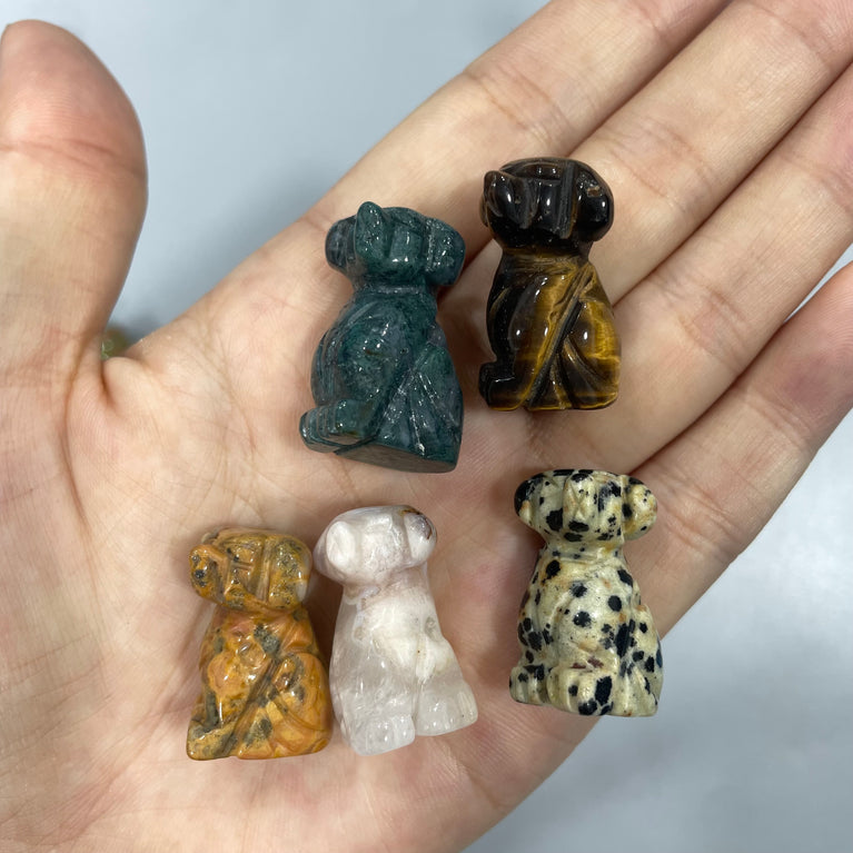 Mini Dog Natural Stone Carvings Confetti Scoops