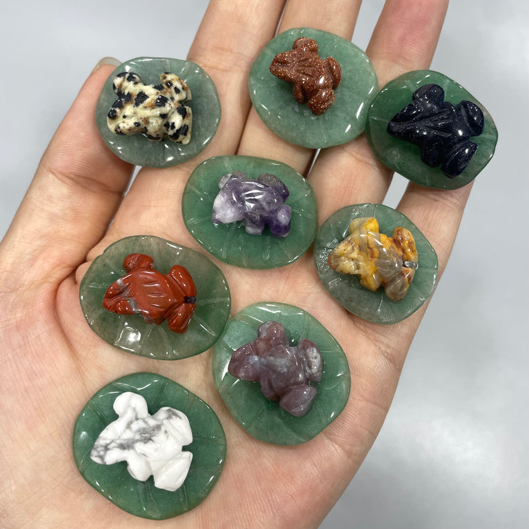 Mini Frog on Lotus Leaf Natural Stone Carvings Confetti Scoops