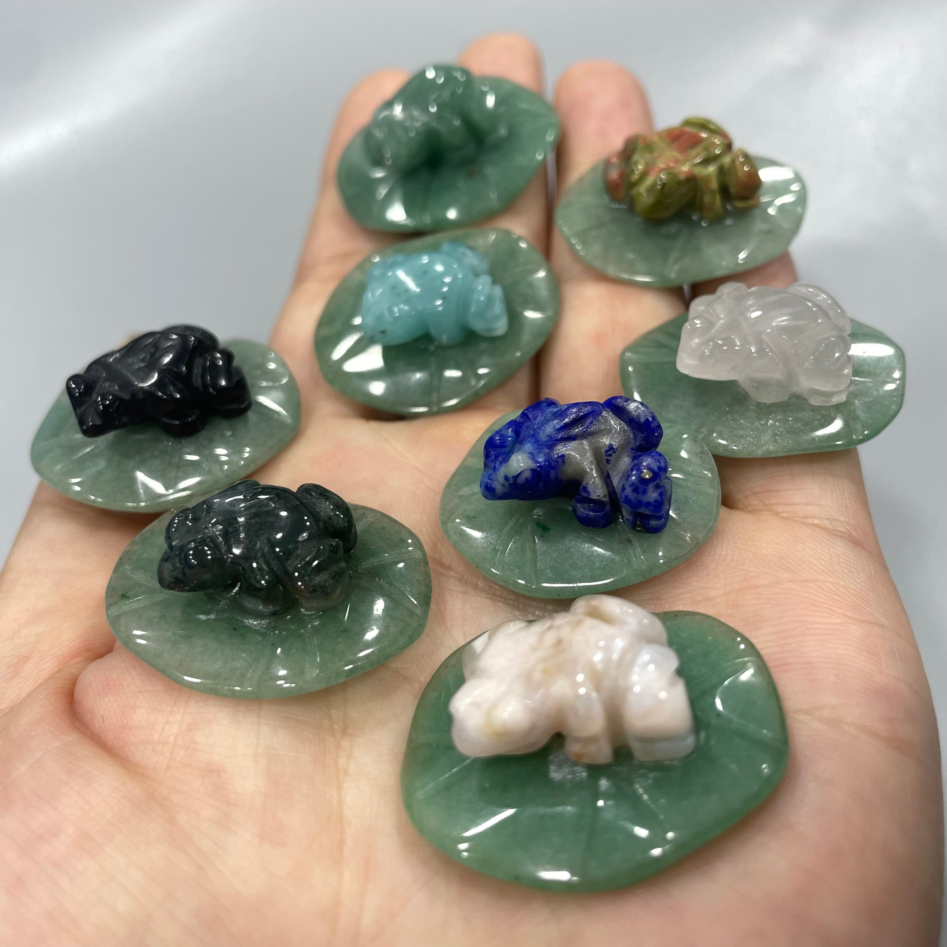 Mini Frog on Lotus Leaf Natural Stone Carvings Confetti Scoops