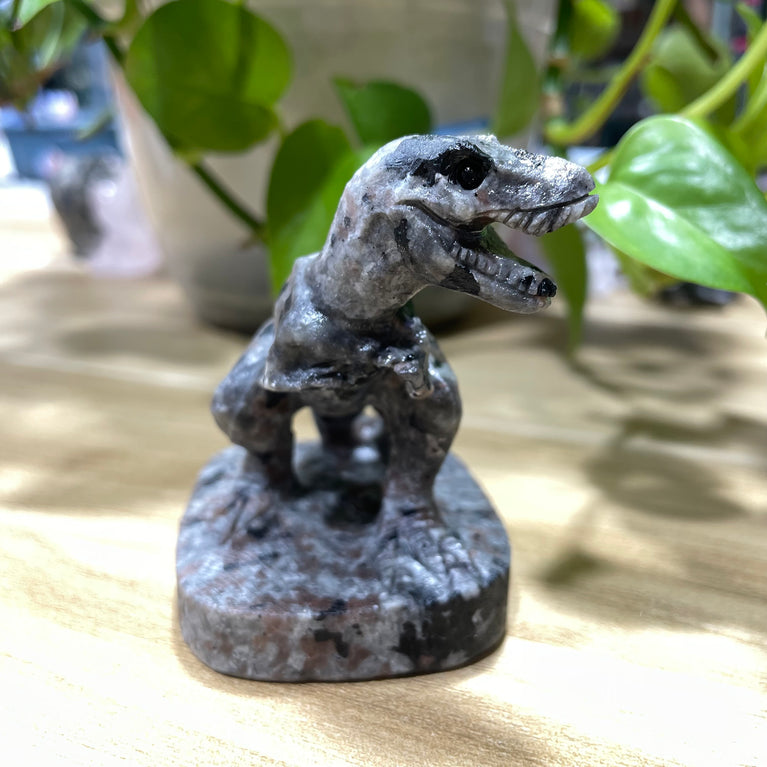 7CM Natural Garnet Larvikite Yooperlite Dinosaur T-Rex Tyrannosaurus Carvings