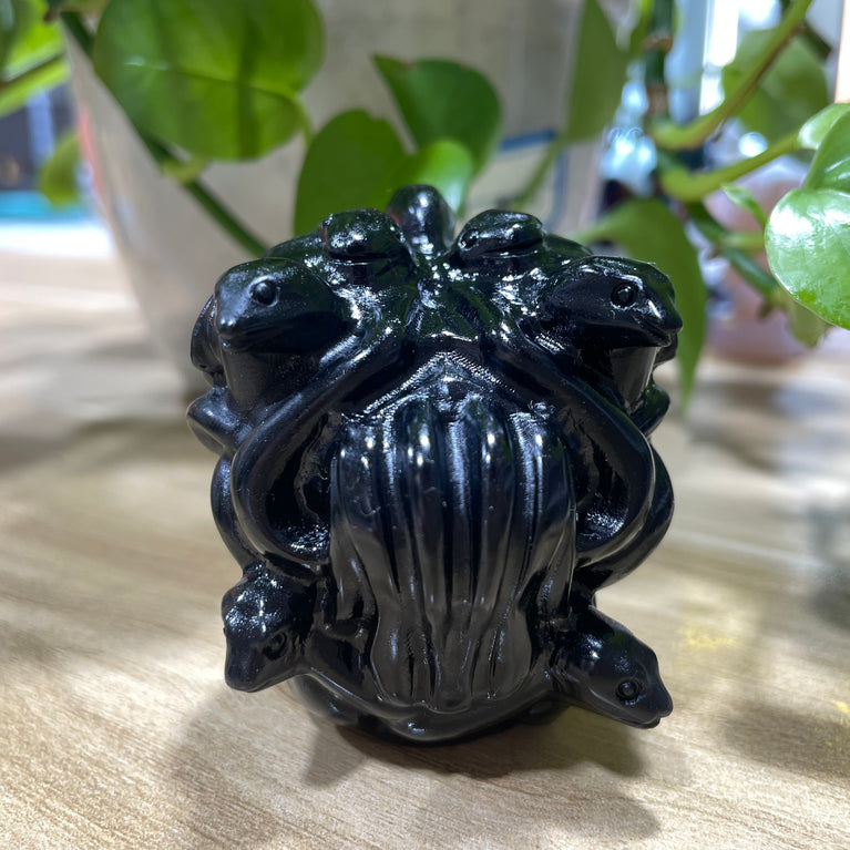 6CM Black Obsidian Medusa Carvings