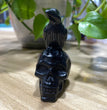 7CM Black Obsidian Raven on Skull Carvings