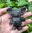 6CM Natural Black Obsidian Yooperlite Gremlin Carvings