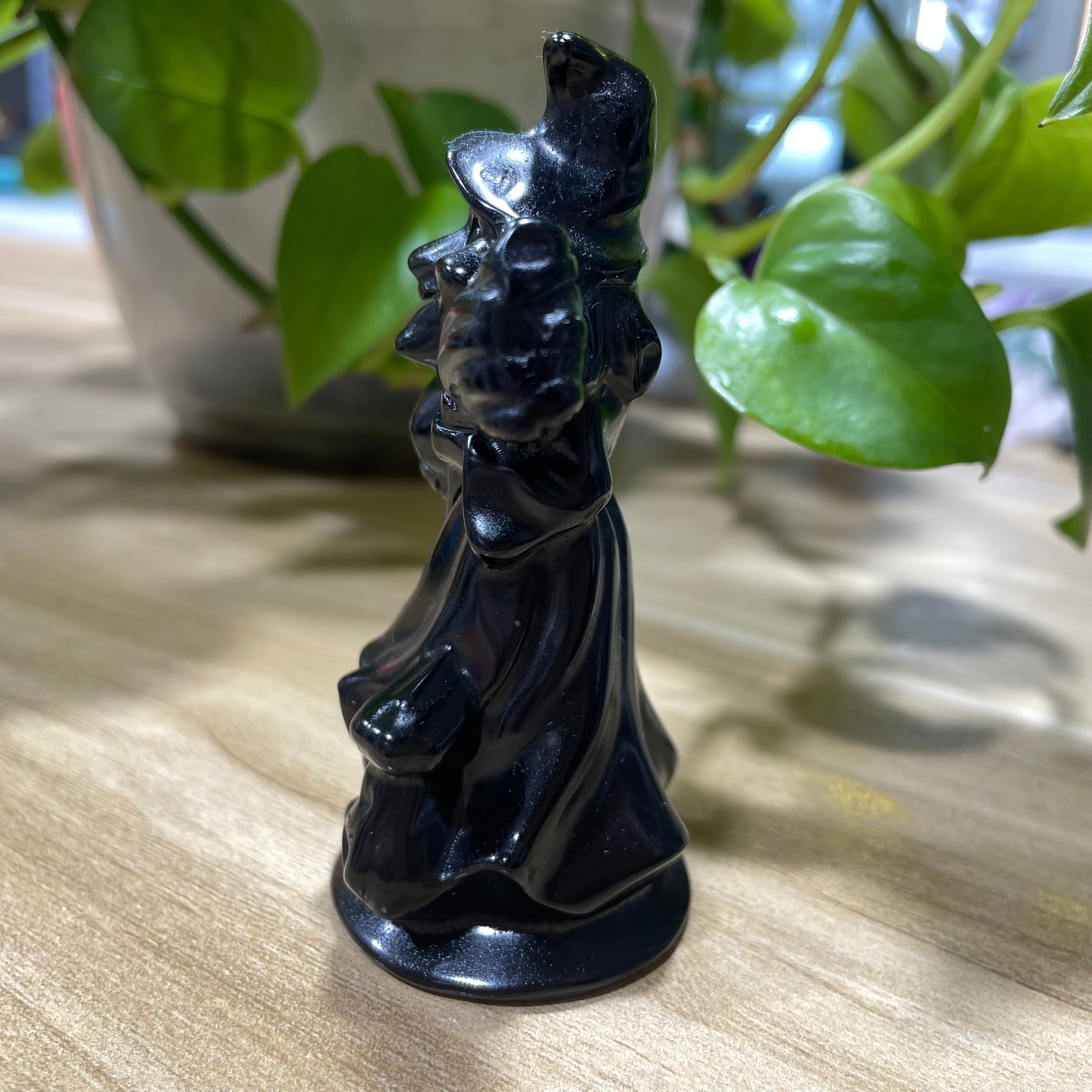 12CM Black Obsidian Witch Carvings