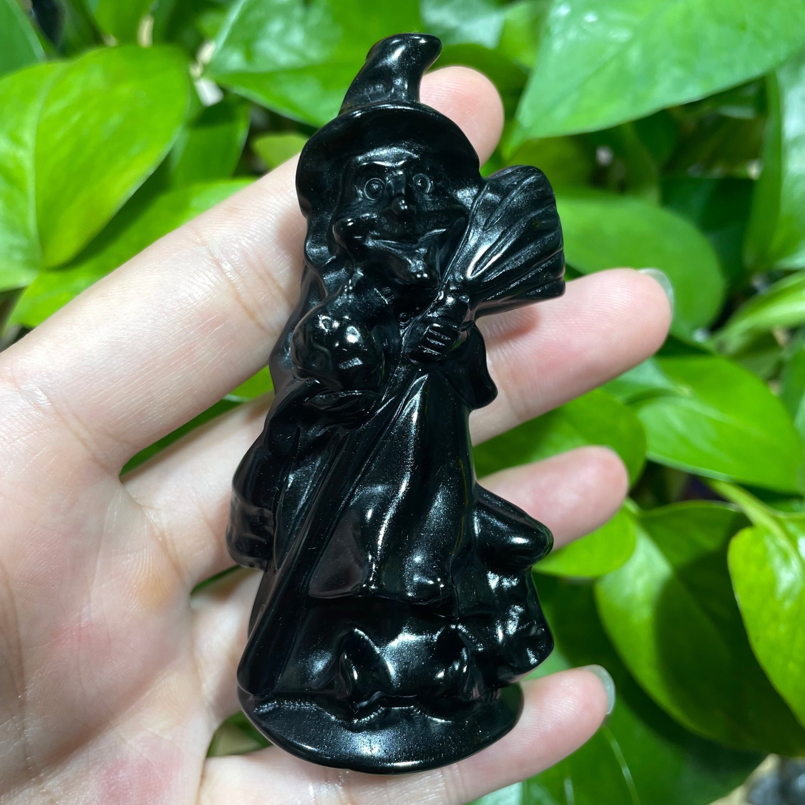 12CM Black Obsidian Witch Carvings