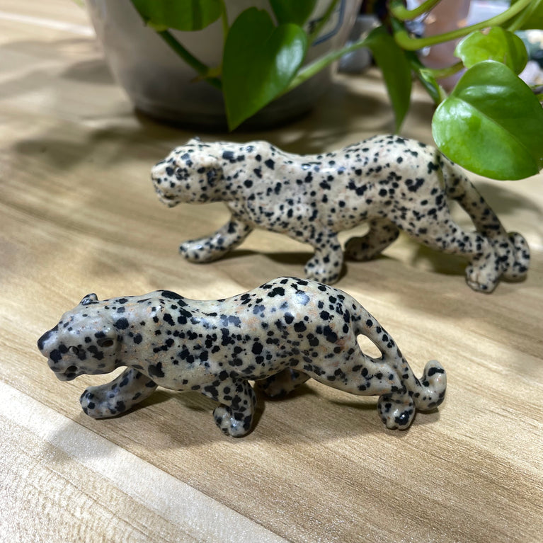 12CM Dalmatian Jasper Leopard Panther Carvings