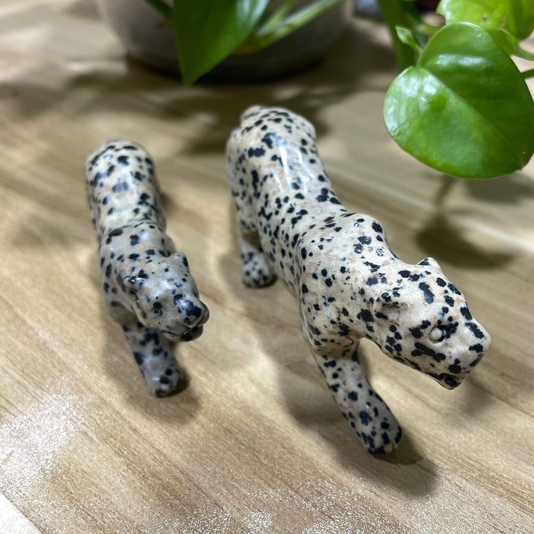 12CM Dalmatian Jasper Leopard Panther Carvings