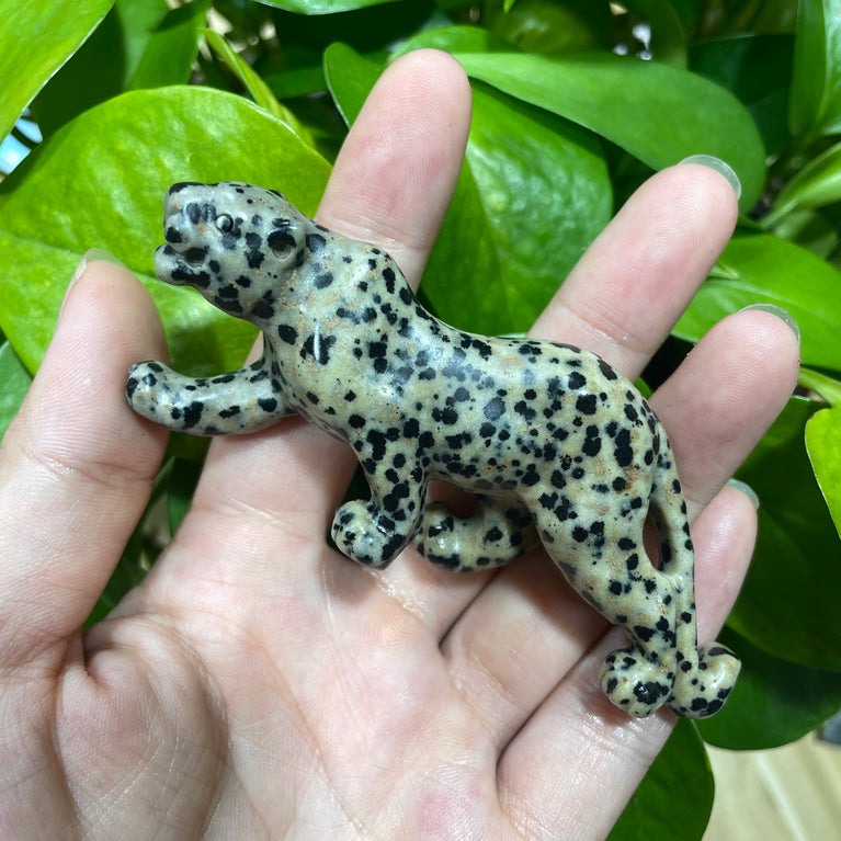 12CM Dalmatian Jasper Leopard Panther Carvings