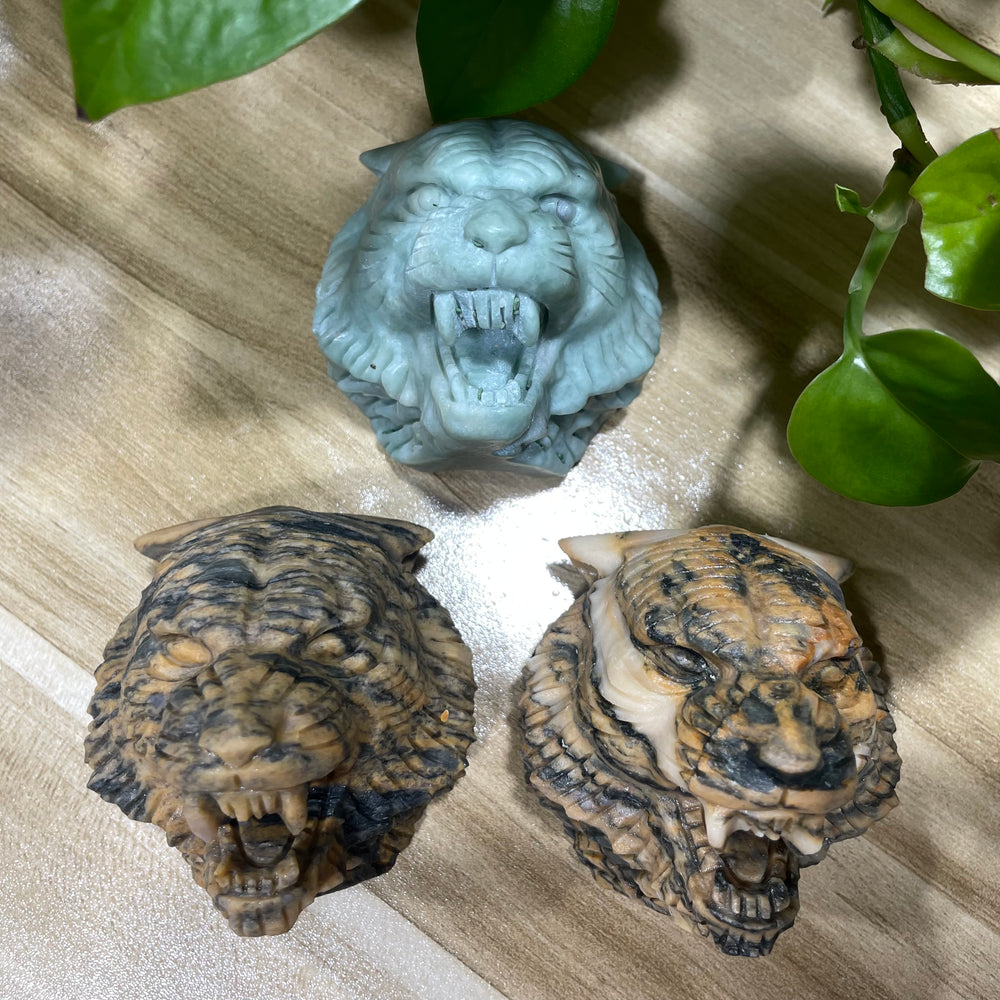 6CM Natural Stone Tiger Head Carvings